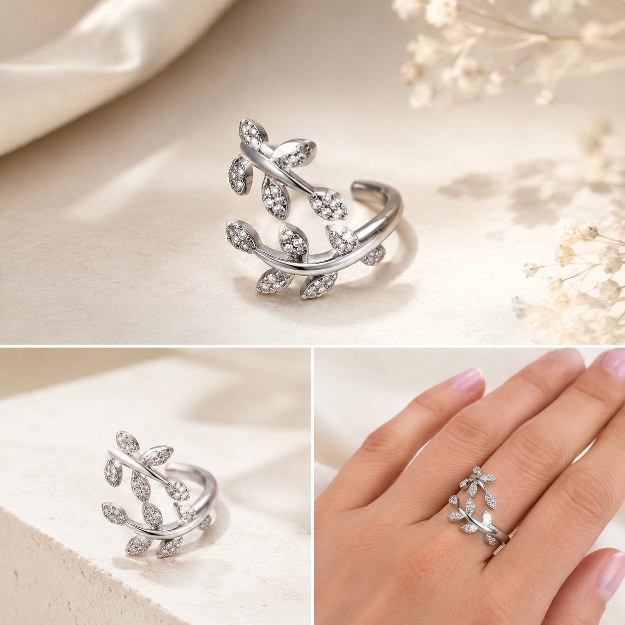 Silver Leaf Vine Ring