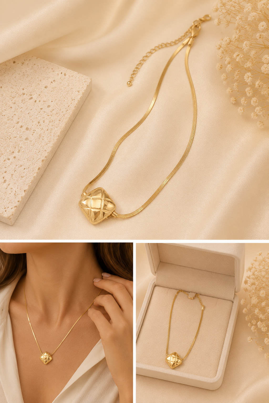 Gold Geometric Pendant Necklace