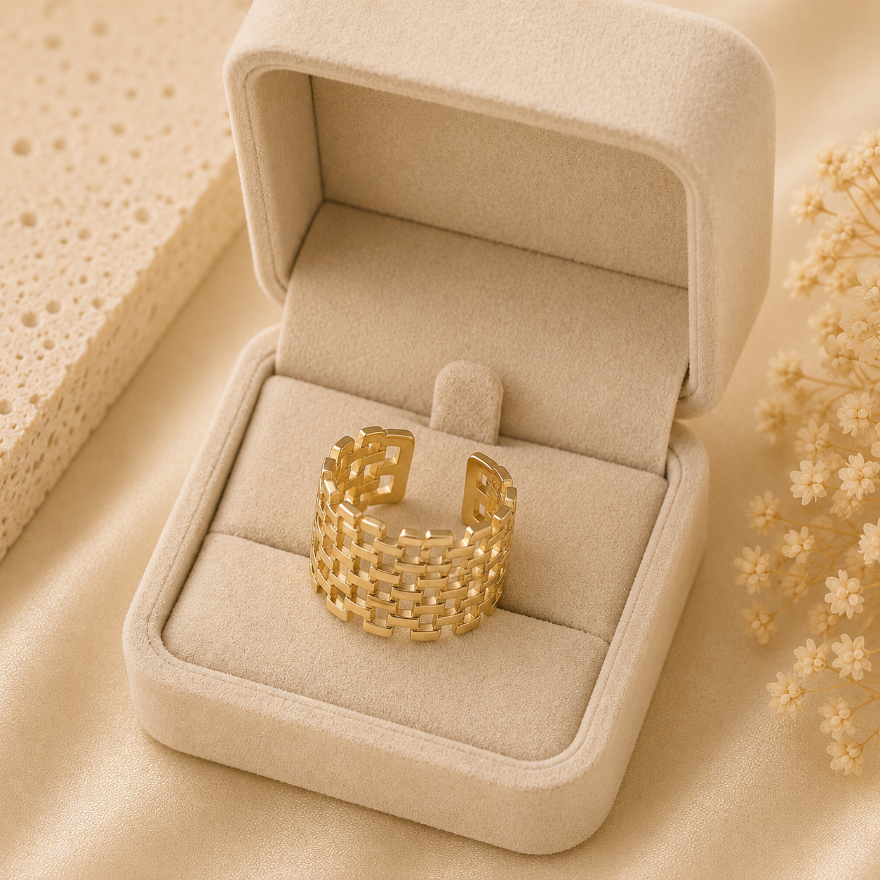 Gold Woven Adjustable Ring