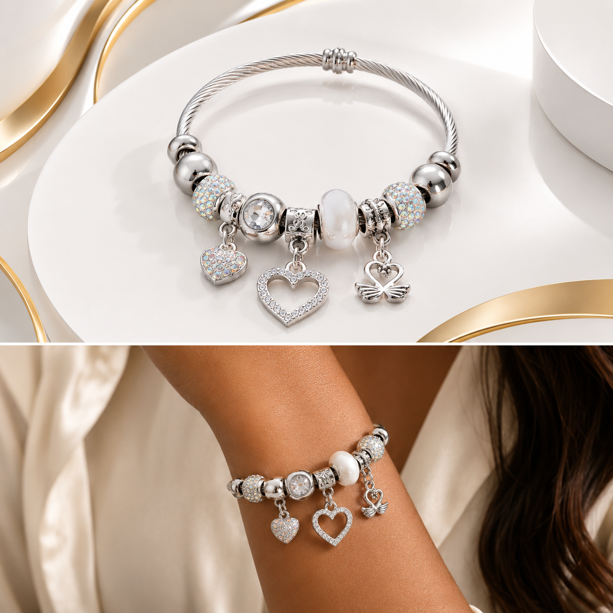 Silver Heart Charm Bracelet