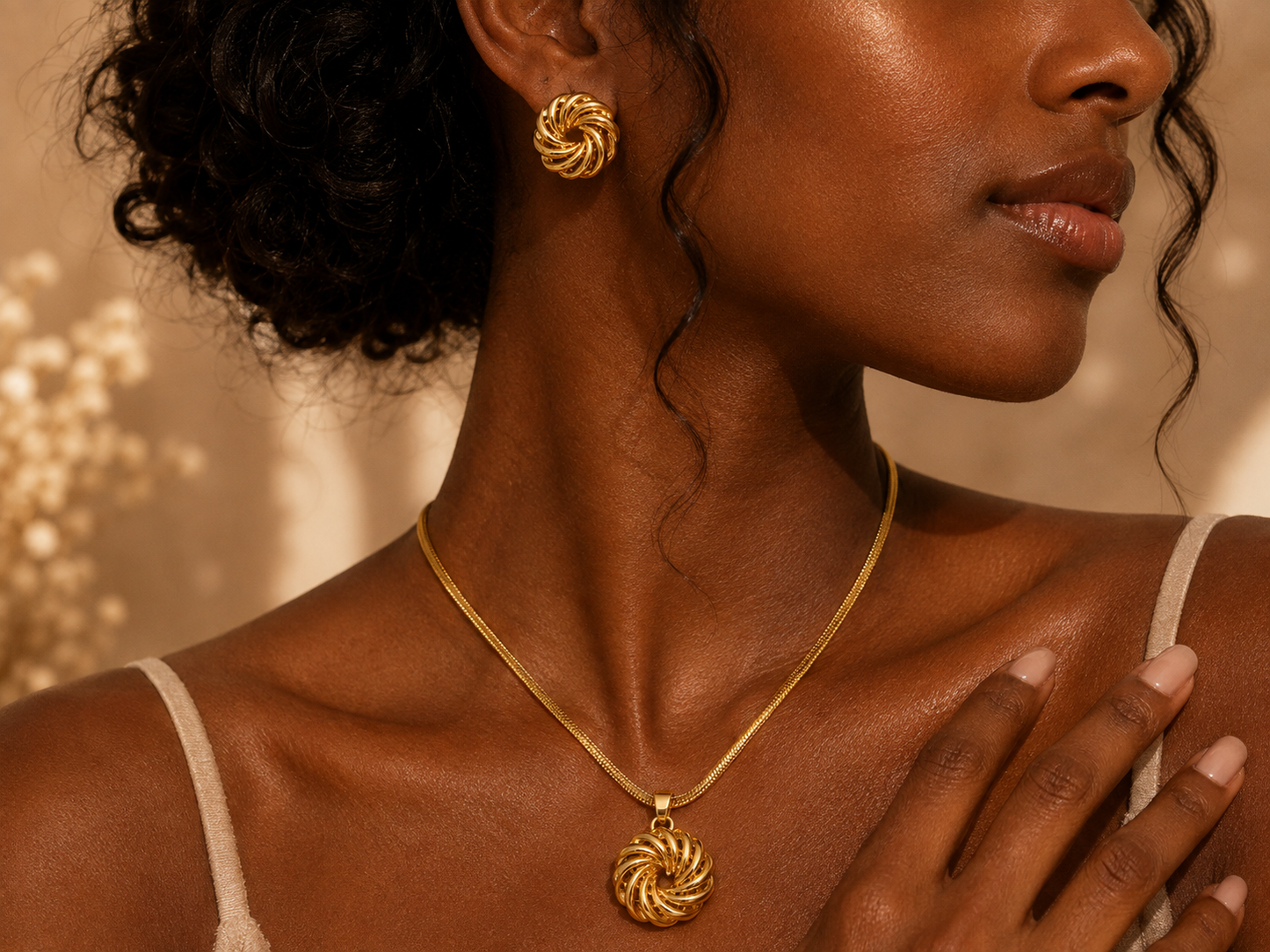 Golden Twist Jewellery Set