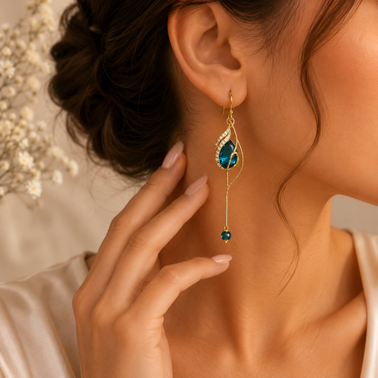 Blue Crystal Drop Earrings