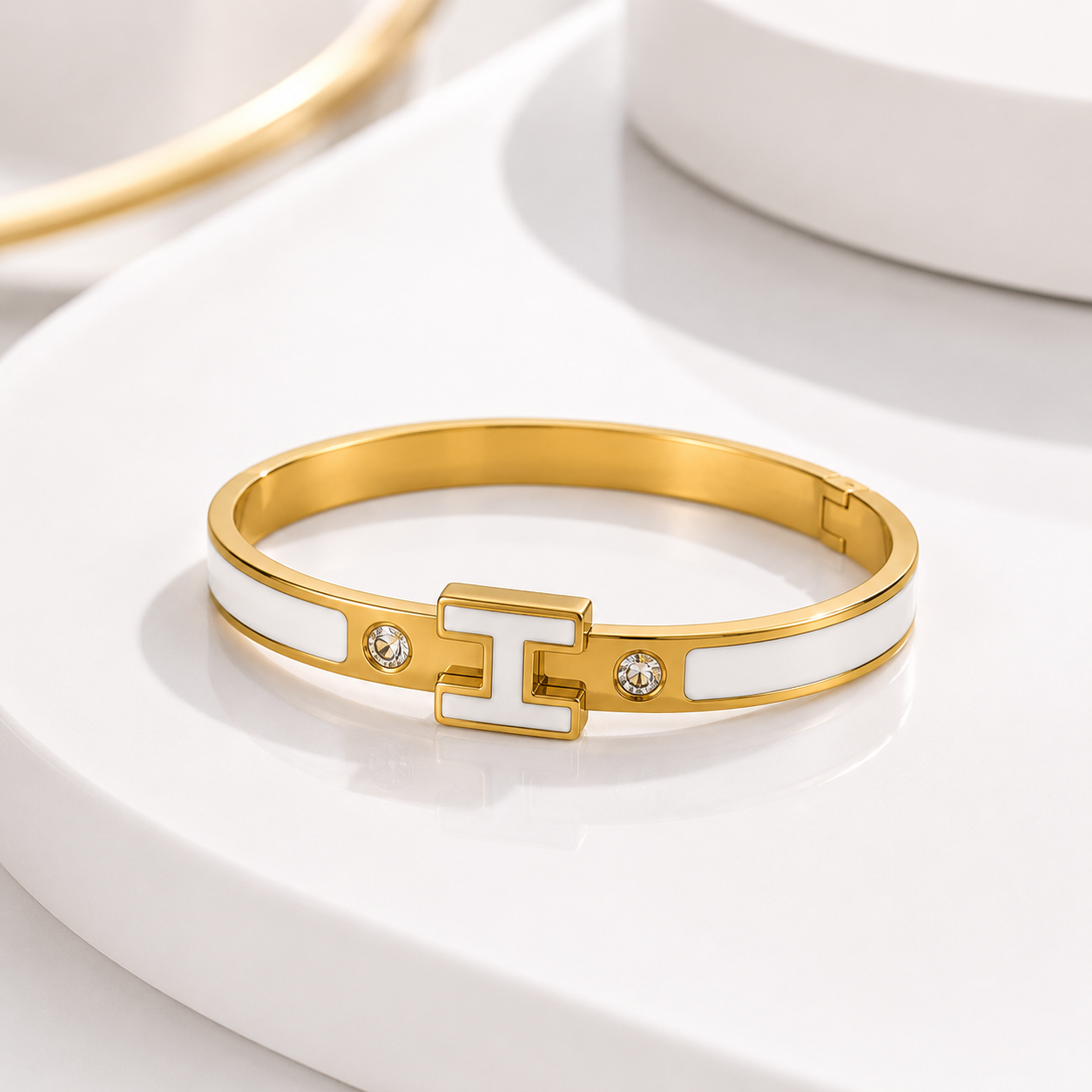 White Enamel Statement Bangle