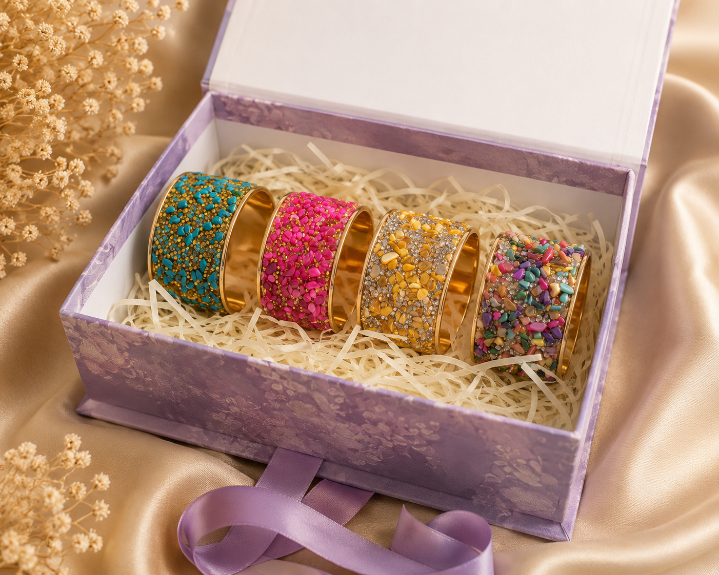 Luxury Stone Cuff Bracelet | Statement Wide Bangle | UK Stock