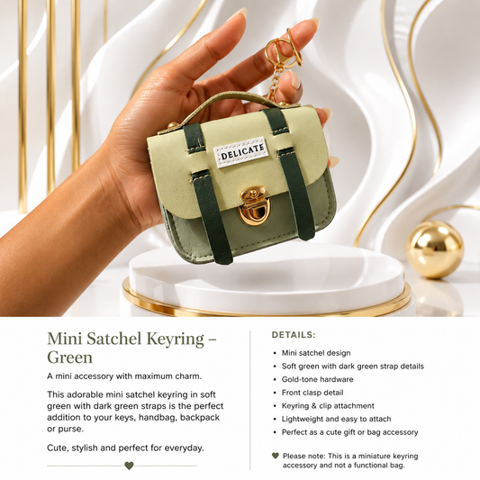 Mini Satchel Keyring – Sage Green