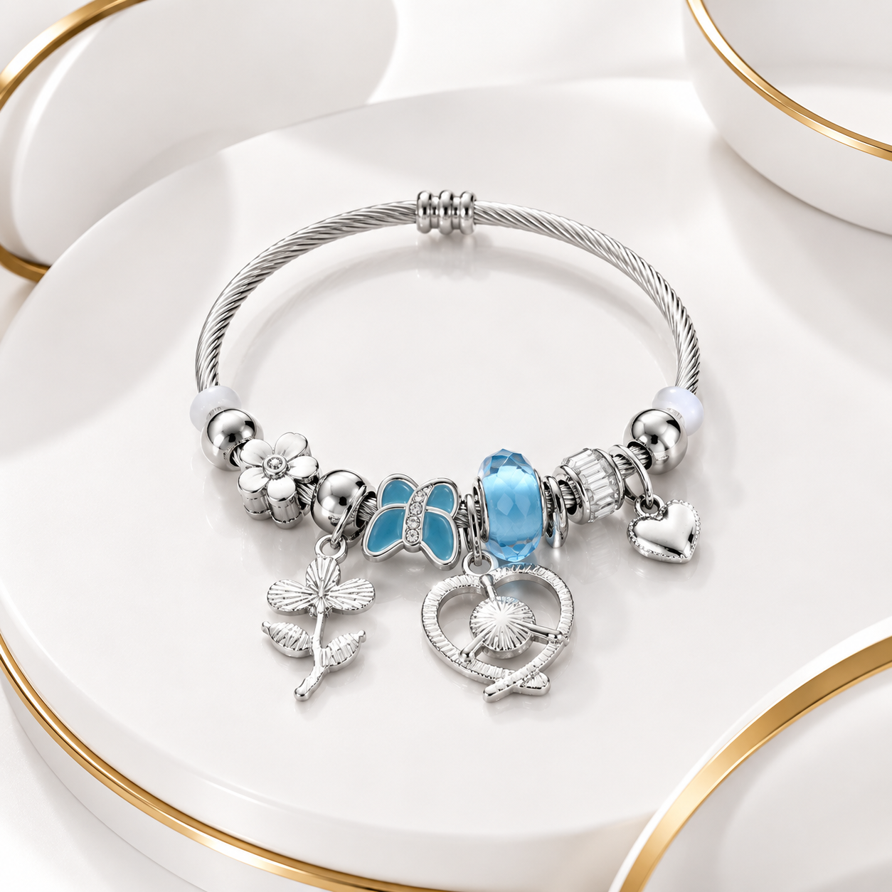Blue Butterfly Charm Bracelet