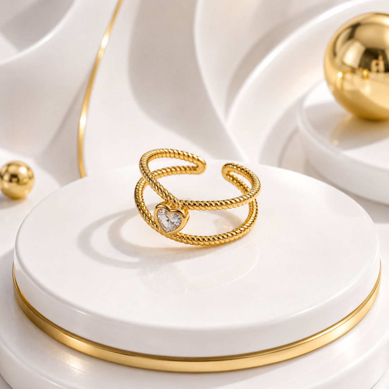 Golden Heart Wrap Ring