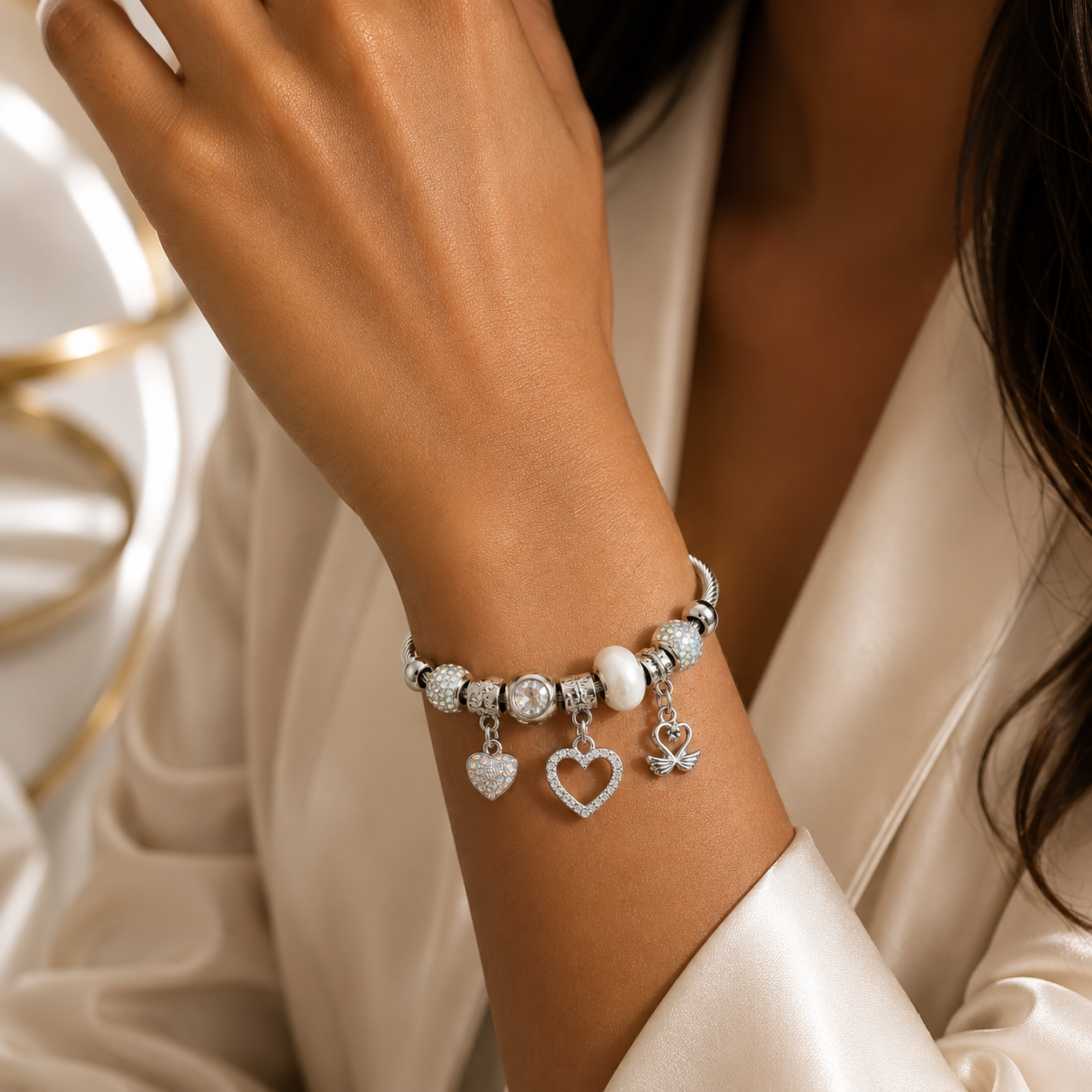Silver Heart Charm Bracelet