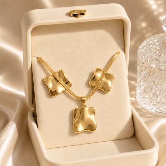 Golden Abstract Jewellery Set