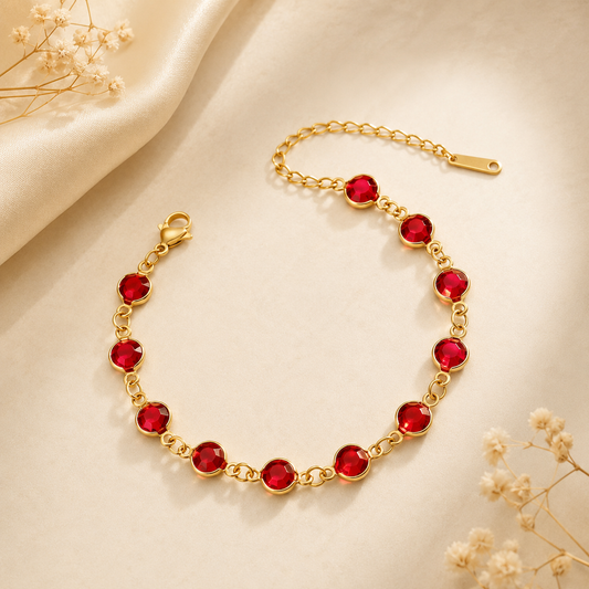 Gold Red Crystal Bracelet