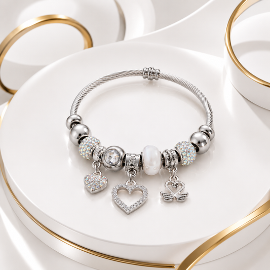 Silver Heart Charm Bracelet