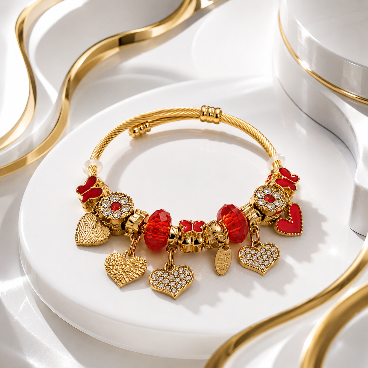 Red Heart Charm Bracelet