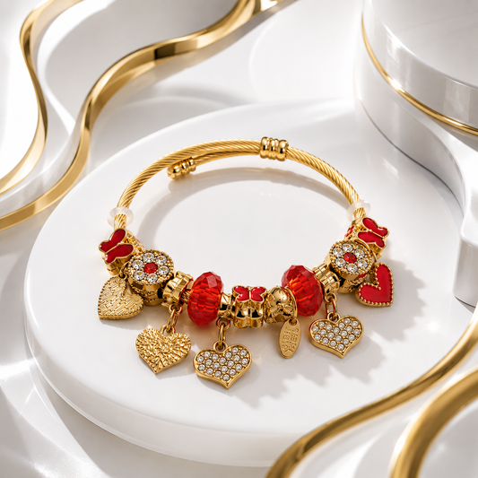 Red Heart Charm Bracelet