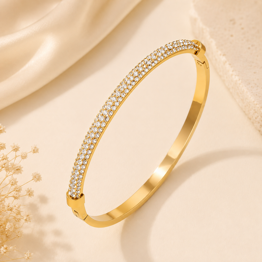 Crystal Titanium Steel Bangle – Gold