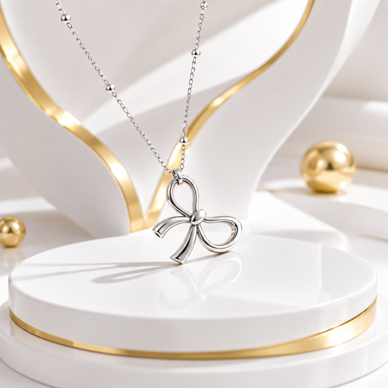 Silver Bow Necklace