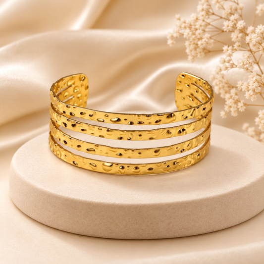 Gold Hammered Cuff Bracelet