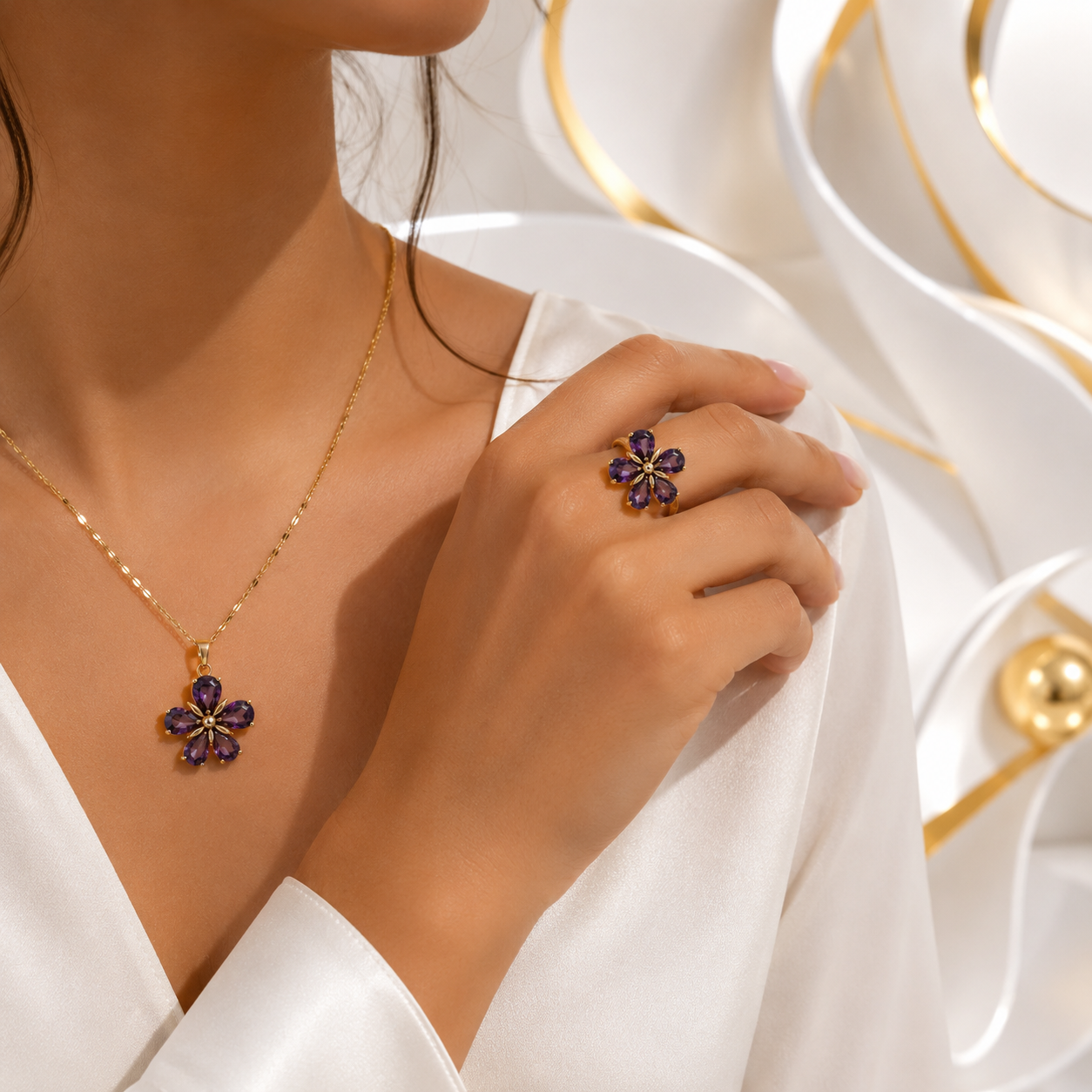 Amethyst Flower Necklace