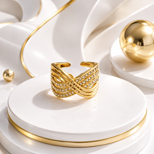 Golden Infinity Sparkle Ring