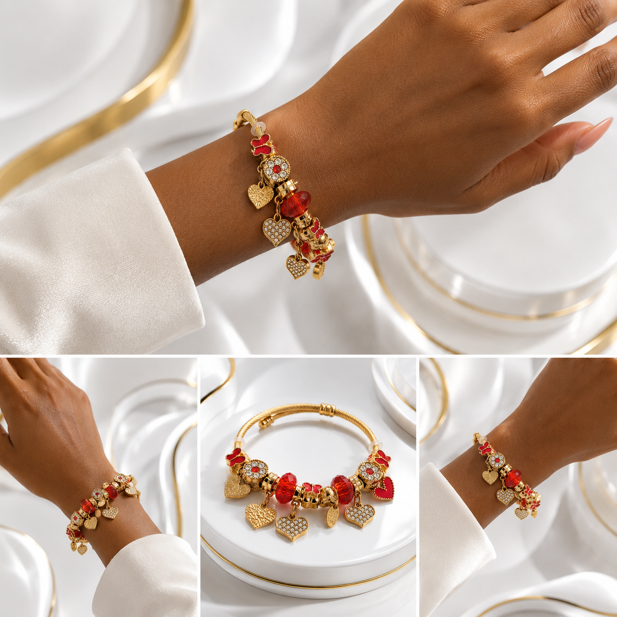 Red Heart Charm Bracelet