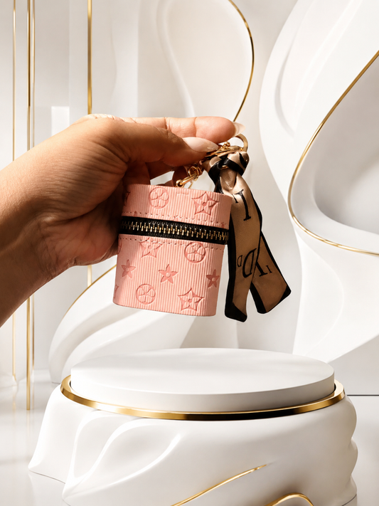 Mini Jewellery Case Keyring – Pink Square