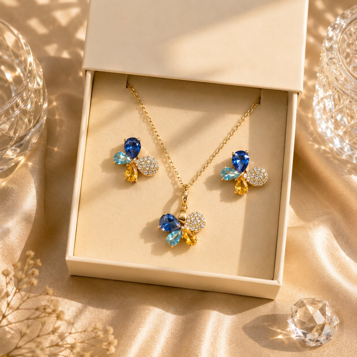 Multicolour Butterfly Jewellery Set
