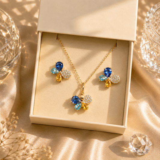 Multicolour Butterfly Jewellery Set