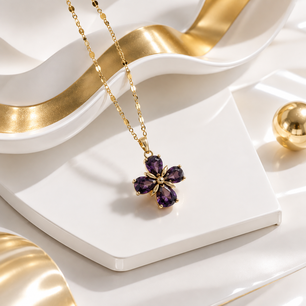 Amethyst Flower Necklace