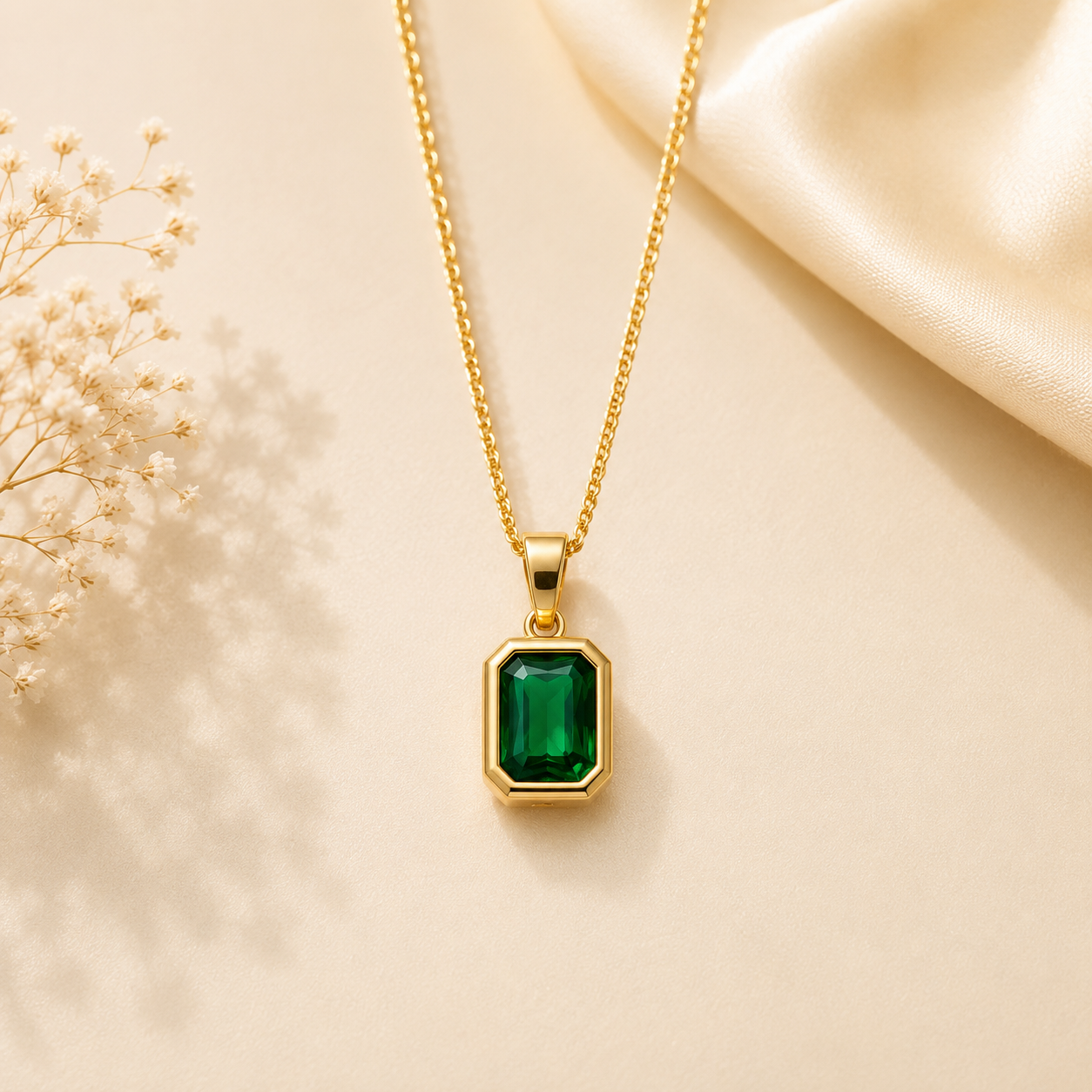 Emerald Green Crystal Pendant Necklace