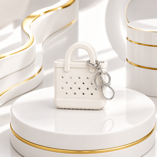 Mini White Handbag Keyring