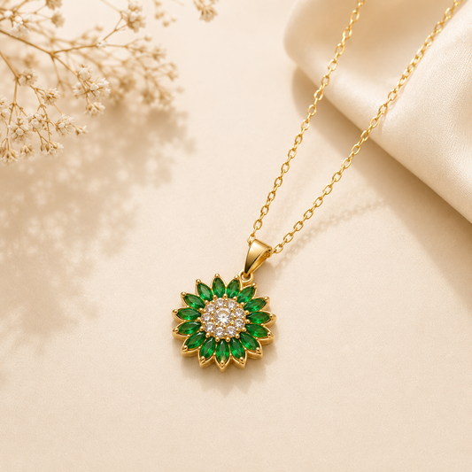 Emerald Bloom Pendant Necklace