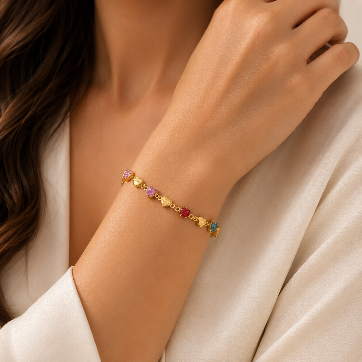 Colourful Heart Bracelet – Stainless Steel