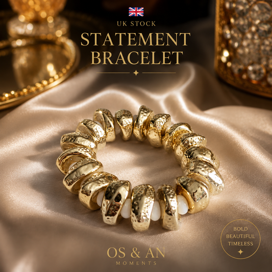 Luxury Statement Beaded Bracelet | Gold Cuff | UK Stock