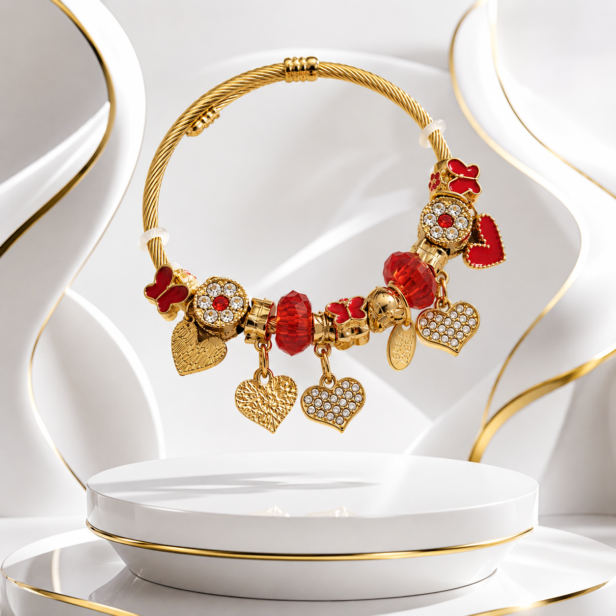 Red Heart Charm Bracelet
