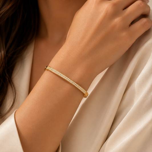 Crystal Titanium Steel Bangle – Gold