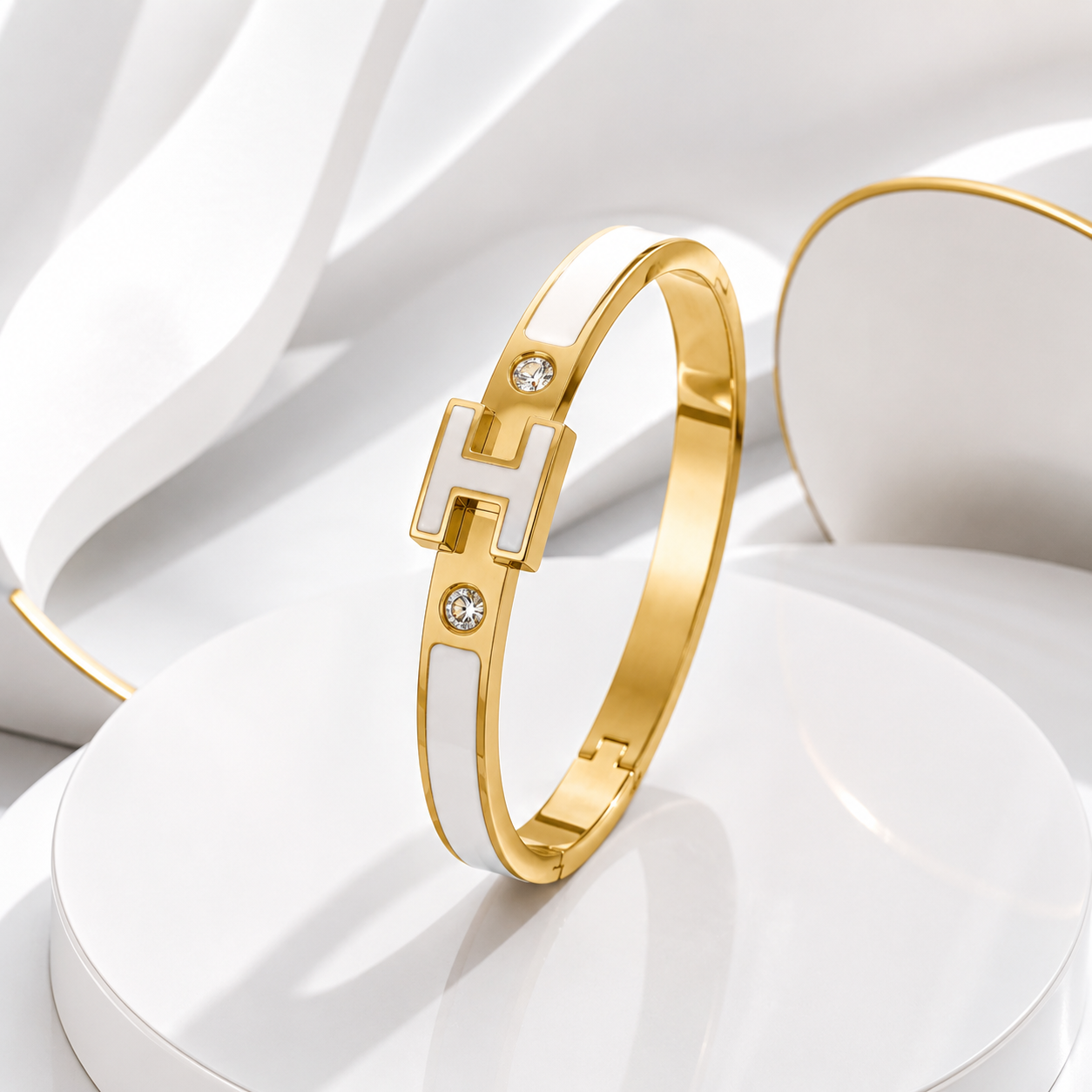 White Enamel Statement Bangle