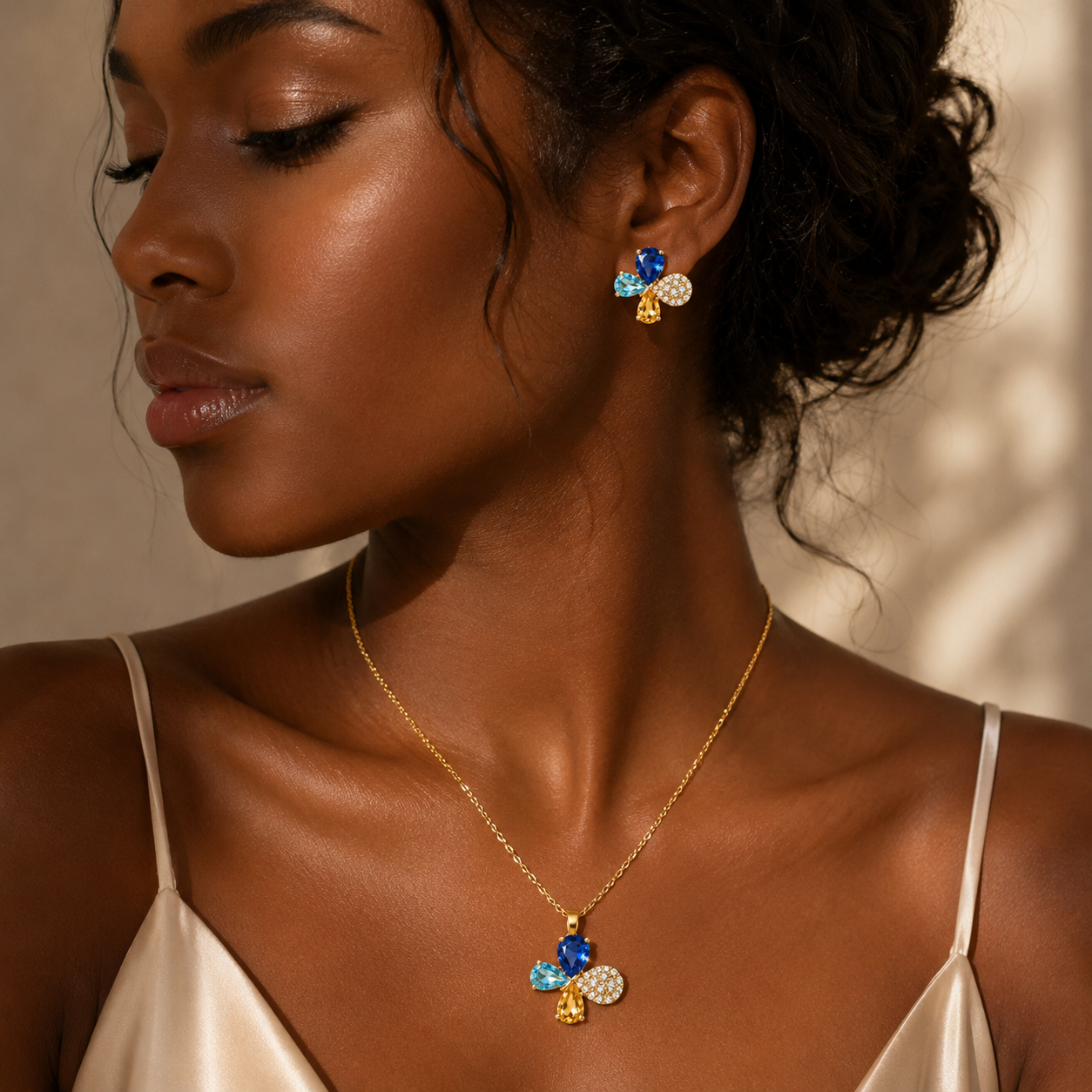 Multicolour Butterfly Jewellery Set