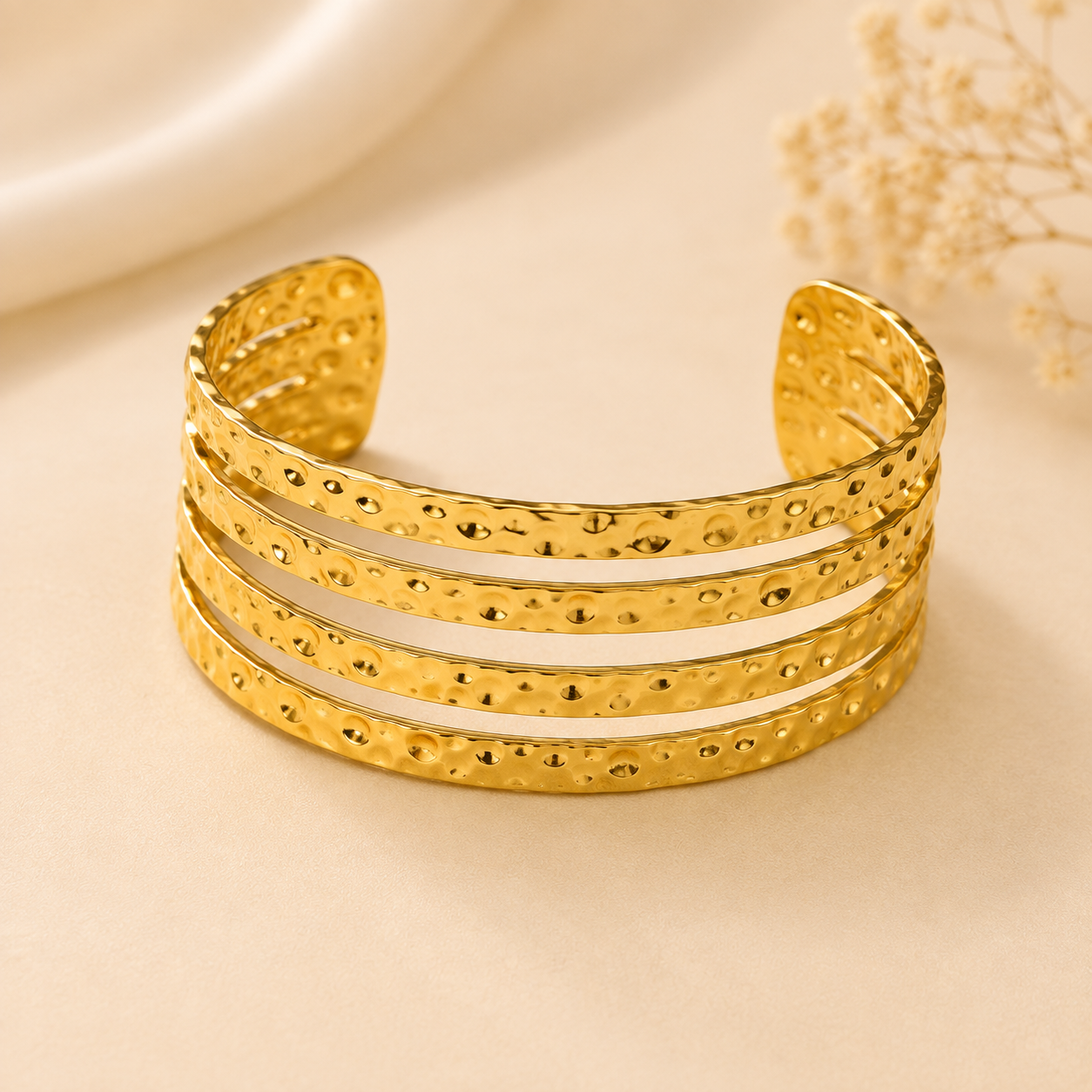 Gold Hammered Cuff Bracelet